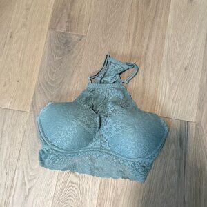 Victoria's Secret Lace Halter High- Neck Bralette in Sage